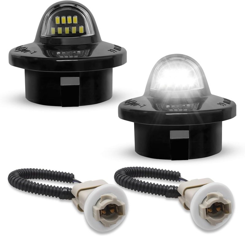 LESAUCE LED License Plate Light with Socket Wiring Harness Plugs Tag Lights for Ford Trucks (1999-2016) – Direct Fit F150, F250, Super Duty, Bronco, Ranger – 6500K White, Plug & Play, Waterproof - Image 1